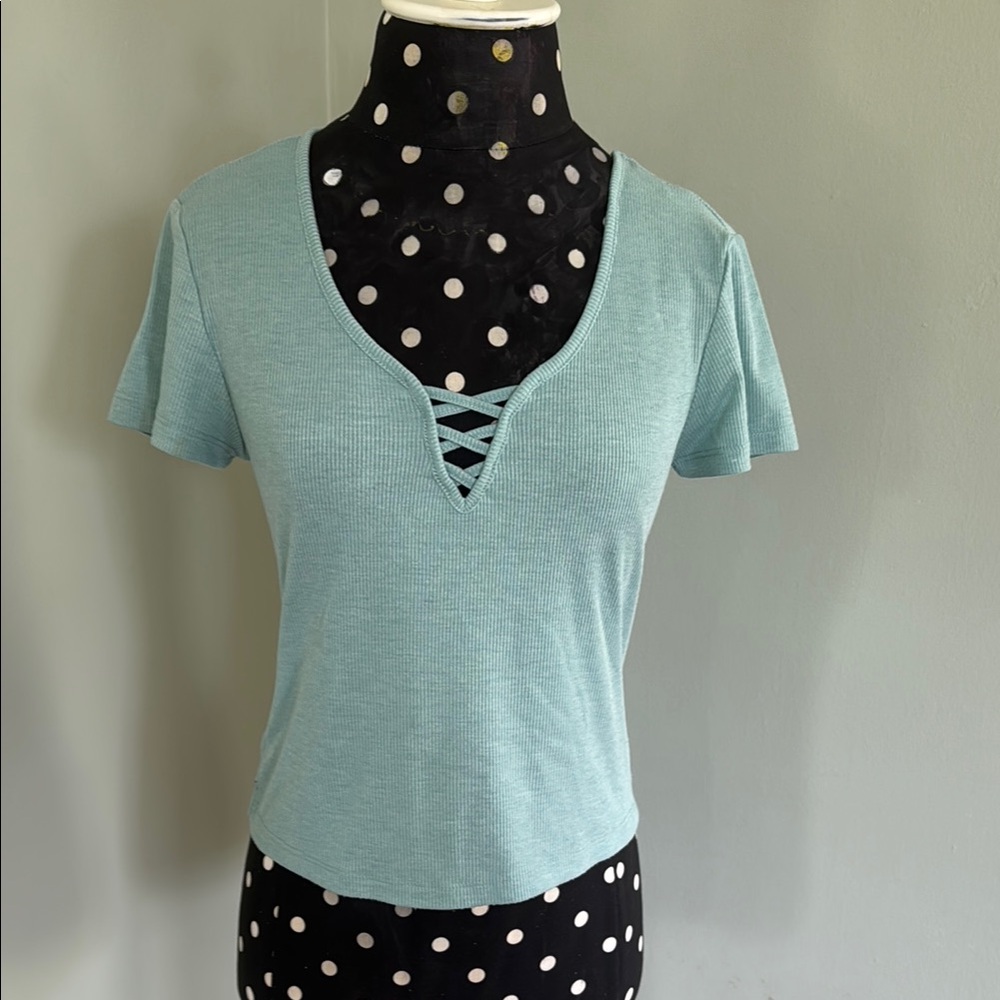 Women's Light teal V-Neck Top